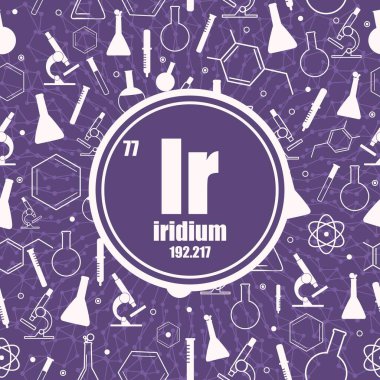 İridyum kimyasal element. Periyodik tablo kavramı.