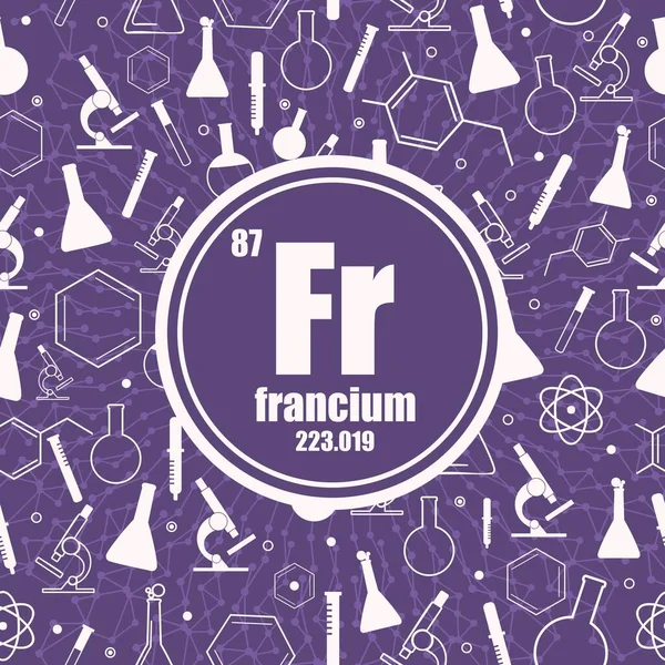 Francium kémiai elem. A periódusos rendszer fogalma. — Stock Vector