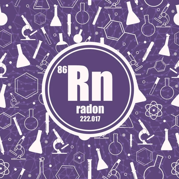 Radon kémiai elem. A periódusos rendszer fogalma. — Stock Vector