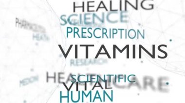 Vitamin kelimeleri bulutları. Sağlık ve Bilim