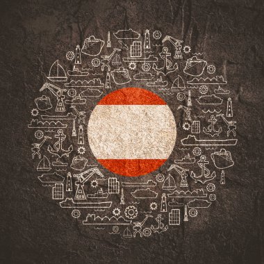 Kargo portu çizimi. Taş malzemesi grunge dokusu