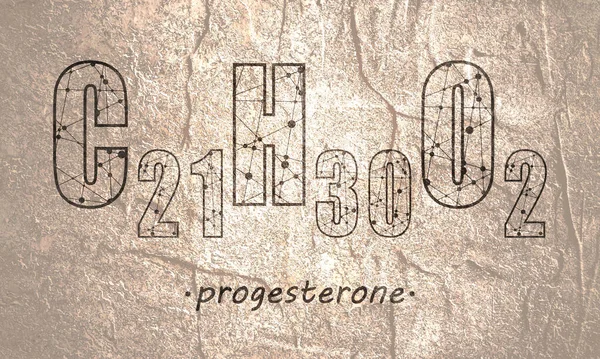 Estructura de moléculas de progesterona. Material de piedra textura grunge —  Fotos de Stock