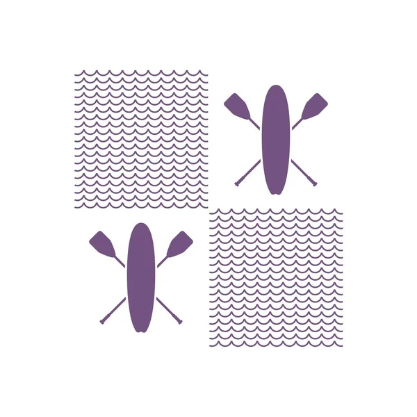 Illustration de l'emblème plat de planche à pagaie debout — Image vectorielle