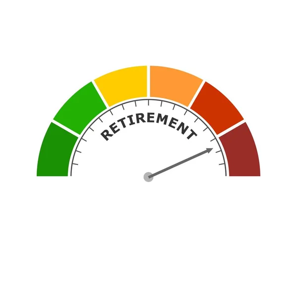 Medidor de nivel de jubilación. Concepto de economía y empleo — Vector de stock