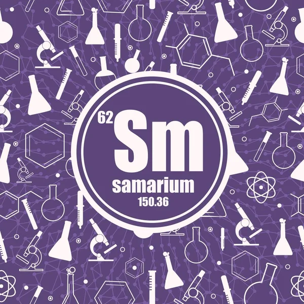 Élément chimique du samarium. Concept de tableau périodique. — Image vectorielle