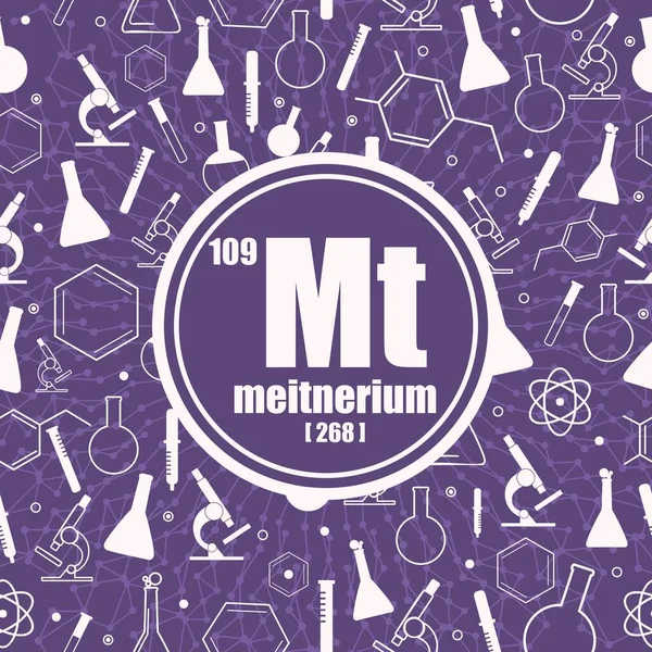 Pierwiastek chemiczny meitnerium. Pojęcie układu okresowego. — Wektor stockowy