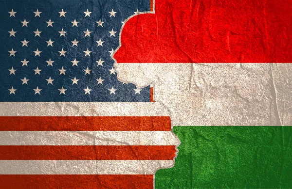 Отношения между США и Венгрией. Каменная текстура гранжа — стоковое фото