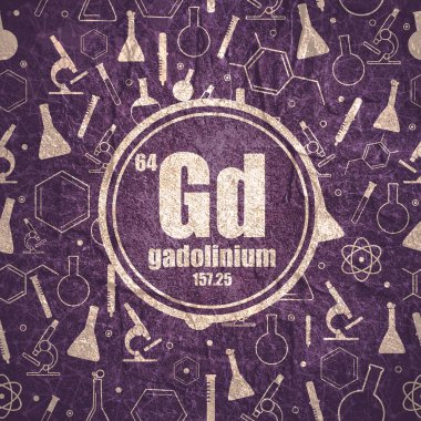 Gadolinyum kimyasal element. Periyodik tablo kavramı.