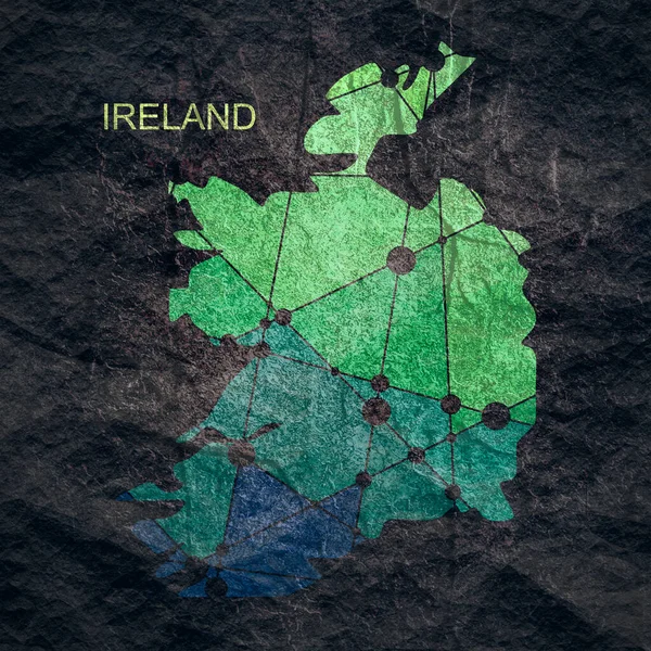 Karte von Irland. Stone Material Grunge Textur — Stockfoto