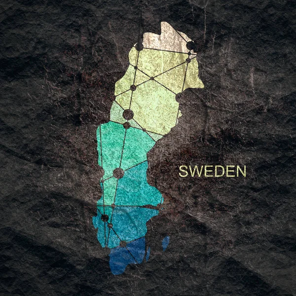 Mapa da Suécia. Material de pedra textura grunge — Fotografia de Stock