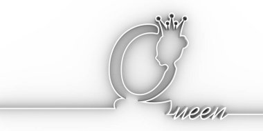 Klasik kraliçe silueti. İnce çizgi biçim illüstrasyonu