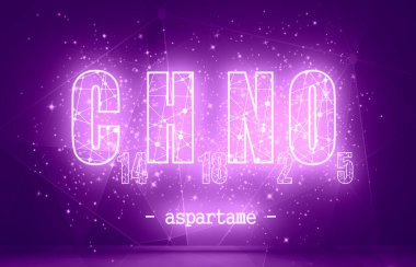 Aspartam formülü. İlaç ve eczane kavramı