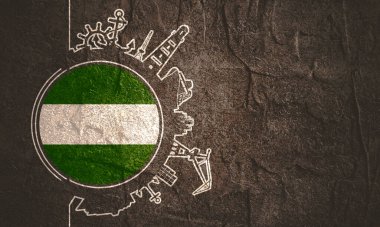 Kargo iskelesi ve seyahat siluetleri ile daire çiz.