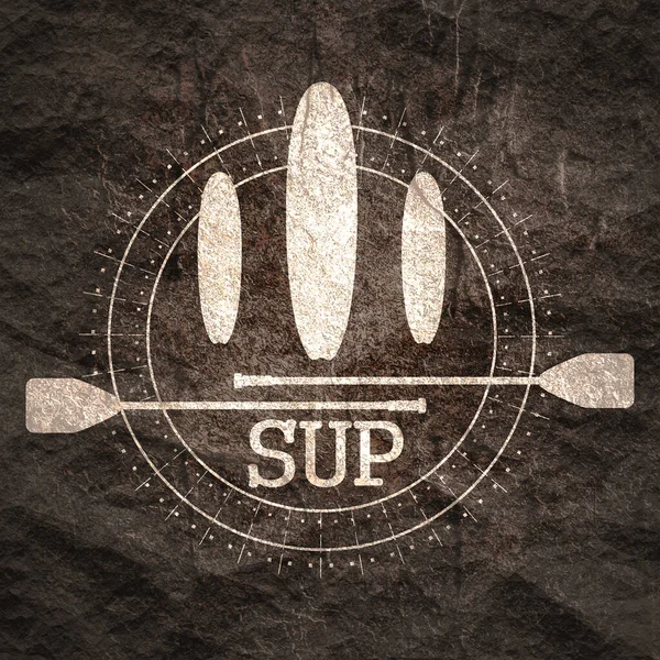 Stand up paddle embarque plana emblema ilustração — Fotografia de Stock
