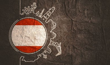 Kargo iskelesi ve seyahat siluetleri ile daire çiz. Taş malzemesi grunge dokusu