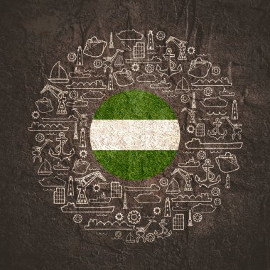 Kargo portu çizimi. Taş malzemesi grunge dokusu