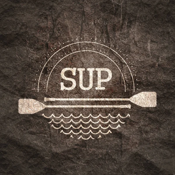 Stand up paddle imbarco emblema piatto illustrazione — Foto Stock