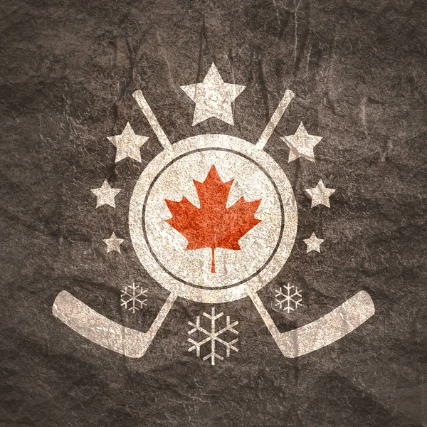 Emblema de hockey sobre hielo. Material de piedra textura grunge — Foto de Stock