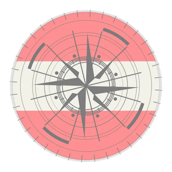 Symbole de boussole sur motif géométrique et drapeau national — Image vectorielle