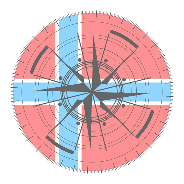 Kompasssymbol auf Geometriemuster und Nationalflagge — Stockvektor