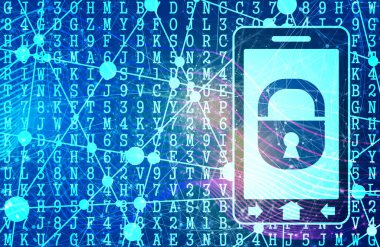 Kilitli akıllı telefon simgesi. Siber güvenlik kavramı