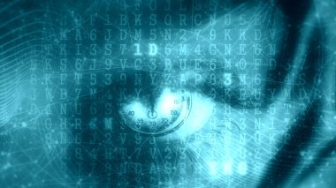 Yüksek teknoloji tasarım arka planında kadın gözü