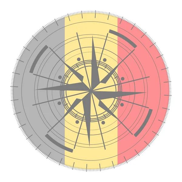 Kompasssymbol auf Geometriemuster und Nationalflagge — Stockvektor