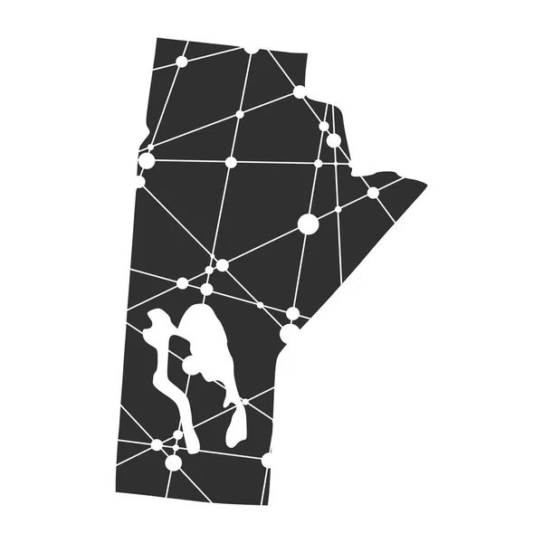 Carte du Manitoba. Concept de voyage et géographie du Canada. — Image vectorielle