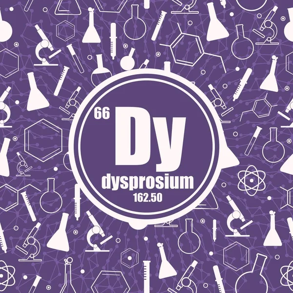 Élément chimique du dysprosium. Concept de tableau périodique. — Image vectorielle