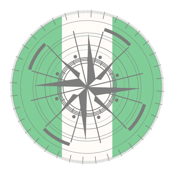 Kompasssymbol auf Geometriemuster und Nationalflagge — Stockvektor