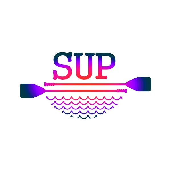 Stand up paddle imbarco emblema piatto illustrazione — Vettoriale Stock