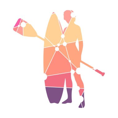 Sörf tahtasıyla poz veren bir kadın.