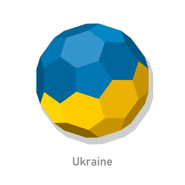 3D fotboll med Ukraina laget flagga. — Stock vektor