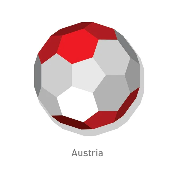 3D soccer ball with Austria team flag. — Stock Vector