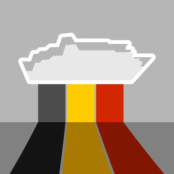 Ícone de barco de balsa e bandeira da Bélgica — Vetor de Stock