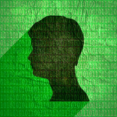 İnsan avatar profili görünümü. Dijital matris örtüşmesi