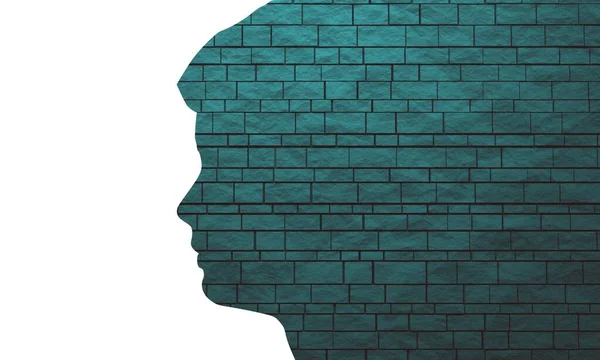 Silhouet van een mannelijk hoofd en een deel van een bakstenen muur — Stockfoto