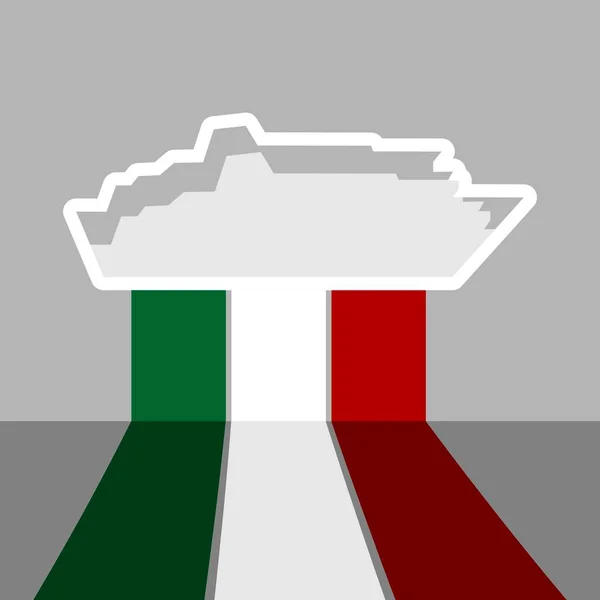 Ícone de barco de balsa e bandeira da Itália — Vetor de Stock