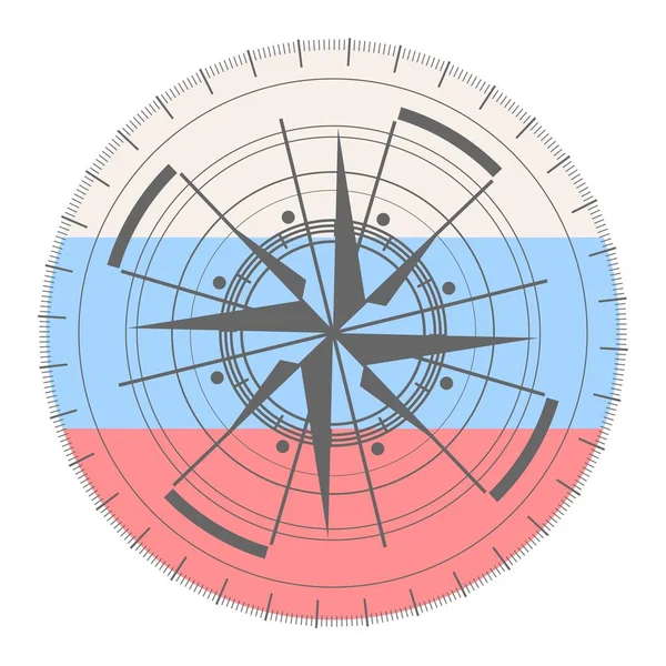 Kompasssymbol auf Geometriemuster und Nationalflagge — Stockvektor