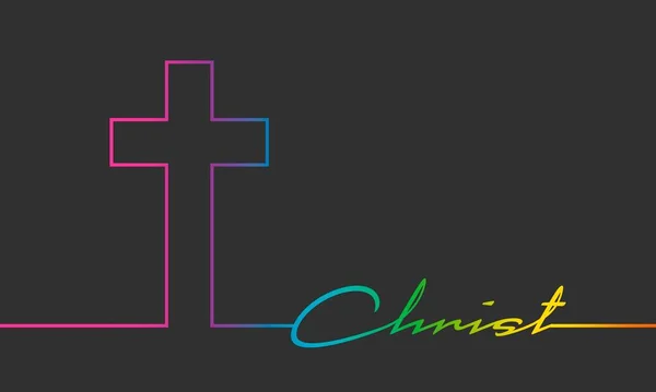 Krzyż i słowo Chrystusa związane z linią — Wektor stockowy