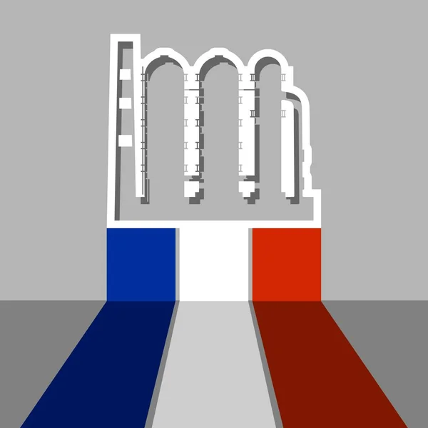 Fábrica ícone industrial e bandeira da França —  Vetores de Stock