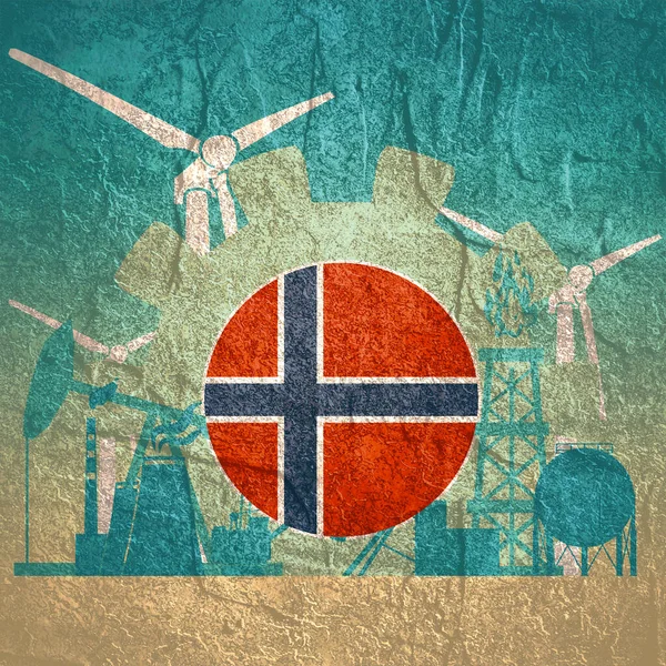 Ícones de energia e energia com bandeira nacional — Fotografia de Stock