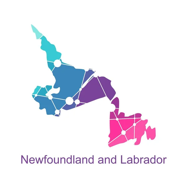 Newfoundland ve Labrador haritası. Kanada 'nın seyahat ve coğrafya kavramı. — Stok Vektör