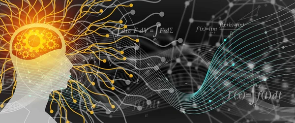 Data science and communication concept with scientist head