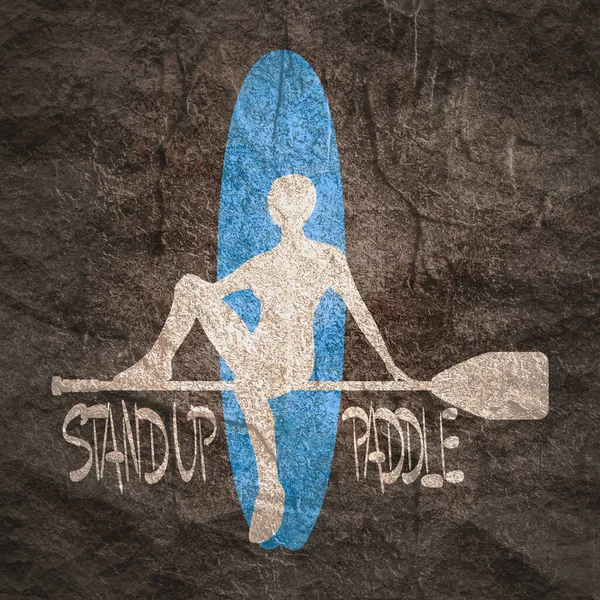 Ілюстрація леді позує з дошкою для серфінгу — стокове фото