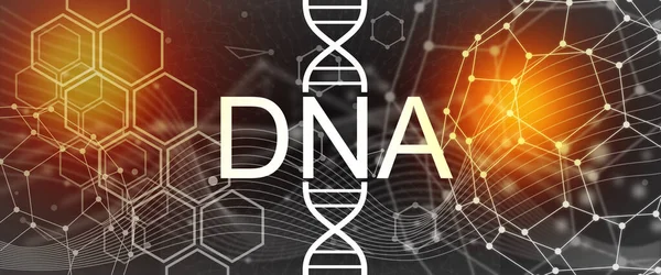 Begreppet biokemi med abstrakt DNA-symbol — Stockfoto