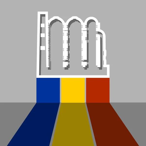Gyári ipari ikon és zászló Románia — Stock Vector