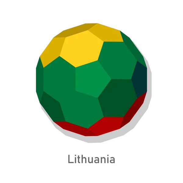 3D fotbalový míč s vlajkou litevského týmu. — Stockový vektor