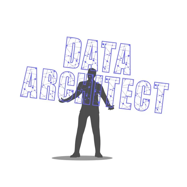 データアーキテクトのテキストを手にした男 — ストックベクタ