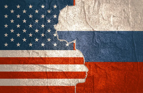 Rapporti tra Stati Uniti e Russia. Materiale pietra grunge texture — Foto Stock